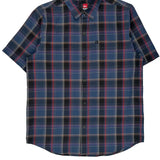 Quiksilver Checked Short Sleeve Shirt - XL Blue Cotton