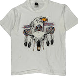Eagle And Skull Graphic Diamond Dust Graphic T-Shirt - Large White Cotton