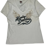 Harley Davidson Graphic T-Shirt - 2XL White Cotton