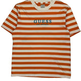 Guess Striped T-Shirt - Medium Orange Cotton