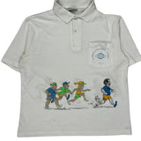 Graphic Coca-Cola Cartoon Polo Shirt - Large White Cotton