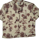 Roundtree & Yorke Hawaiian Shirt - Large Brown Viscose