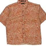 Lord & Taylor Floral Short Sleeve Shirt - XL Orange Silk