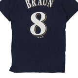Milwaukee Brewers Majestic MLB T-Shirt - Small Navy Cotton
