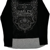 Motorcycles Harley Davidson Graphic Long Sleeve T-Shirt - Medium Gray Cotton