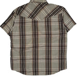 Dickies Checked Short Sleeve Shirt - Large Beige Cotton Blend