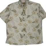 Caribbean Joe Floral Hawaiian Shirt - Large Beige Silk Blend