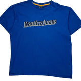 Nautica Spellout T-Shirt - Large Blue Cotton