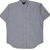 Ralph Lauren Checked Short Sleeve Shirt - Large Blue Cotton