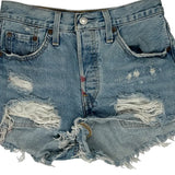 Levis Denim Shorts - 25W UK 6 Light Wash Cotton