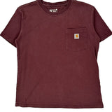 Carhartt T-Shirt - Large Burgundy Cotton