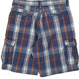 Wrangler Checked Cargo Shorts - 30W 10L Blue Cotton