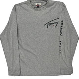 Tommy Jeans Spellout Long Sleeve T-Shirt - Medium Grey Cotton