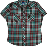 Tall Wrangler Checked Short Sleeve Shirt - 2XL Multicoloured Polyester Blend