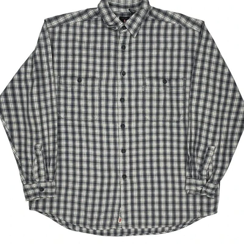 Levis Checked Flannel Shirt - XL Blue Cotton