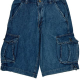 Wrangler Cargo Denim Shorts - 30W 12L Blue Cotton