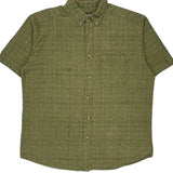 Woolrich Checked Short Sleeve Shirt - Large Green Cotton