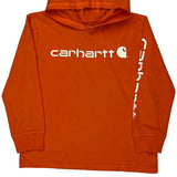 Age 8-10 Carhartt Spellout Hoodie - Small Orange Cotton