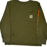 Age 8-10 Carhartt Long Sleeve T-Shirt - Small Green Cotton