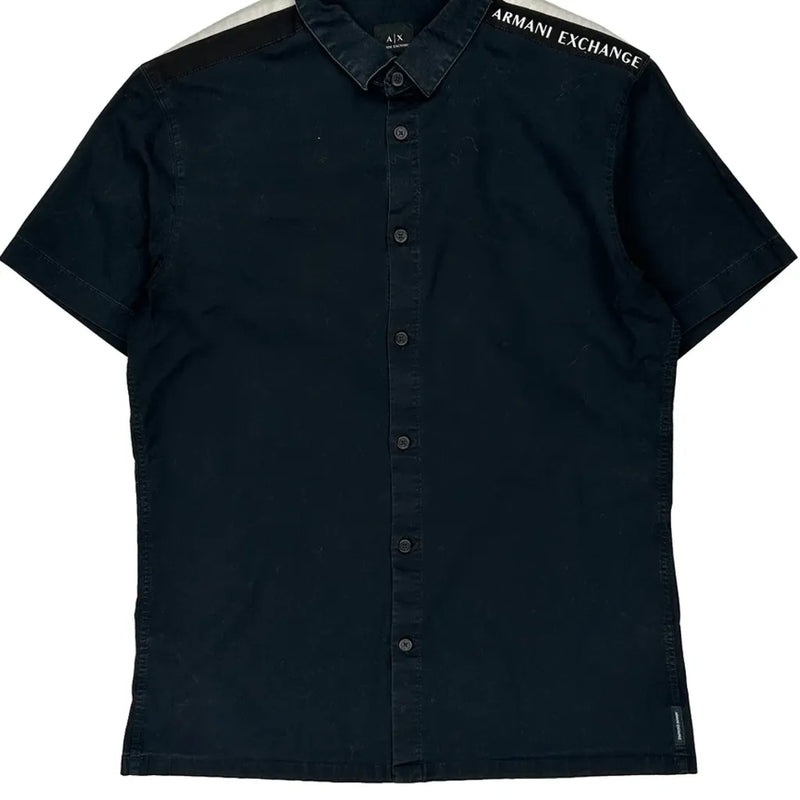Armani Exchange Slim Short Sleeve Shirt - Medium Black Cotton