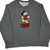 Mickey Mouse Disney Cartoon Sweatshirt - XL Grey Cotton Blend
