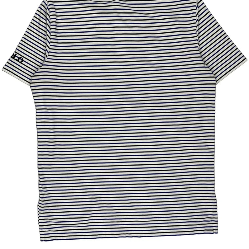 Ralph Lauren Striped Polo Shirt - Large Blue Cotton