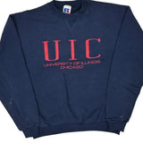University Of Illinois Chicago Russell Athletic College Sweatshirt - Large Navy Cotton