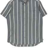 Quiksilver Striped Short Sleeve Shirt - XL Blue Cotton