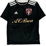 Ac Brea, Age 9-10 Adidas Striped Football Shirt - Medium Black Polyester