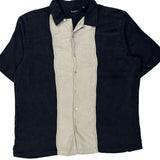 Brandini Contrast Stitch Hawaiian Shirt - Large Beige Silk