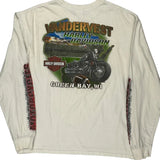 Harley Davidson Graphic Long Sleeve T-Shirt - XL White Cotton