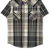 Levis Checked Short Sleeve Shirt - Large Gray Cotton