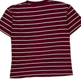 Mickey Mouse Disney Striped T-Shirt - Medium Burgundy Cotton