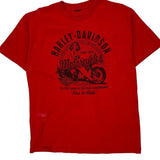 Live To Ride Harley Davidson Graphic T-Shirt - Large Red Cotton