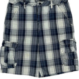 Wrangler Checked Cargo Shorts - 36W 11L Blue Cotton