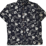 Quality Clothing Hawaiian Shirt - Medium Navy Cotton