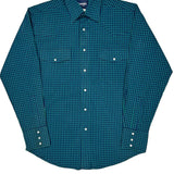 Wrangler Checked Shirt - Medium Blue Cotton Blend