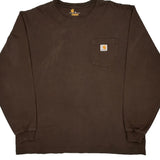 Carhartt Long Sleeve T-Shirt - XL Brown Cotton