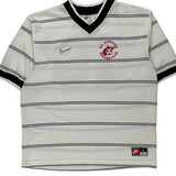 Made In USA Nike Striped Football Shirt - Large White Polyester