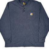 Carhartt Long Sleeve T-Shirt - XL Blue Cotton