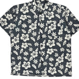 Cherokee Floral Hawaiian Shirt - Large Blue Cotton
