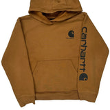 Age 10-12 Carhartt Spellout Hoodie - Medium Brown Cotton