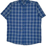 Tall Wrangler Checked Short Sleeve Shirt - XL Blue Cotton Blend