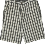 American Eagle Checked Shorts - 36W 10L White Cotton Blend