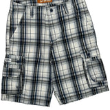 Lee Checked Cargo Shorts - 32W 11L Blue Cotton