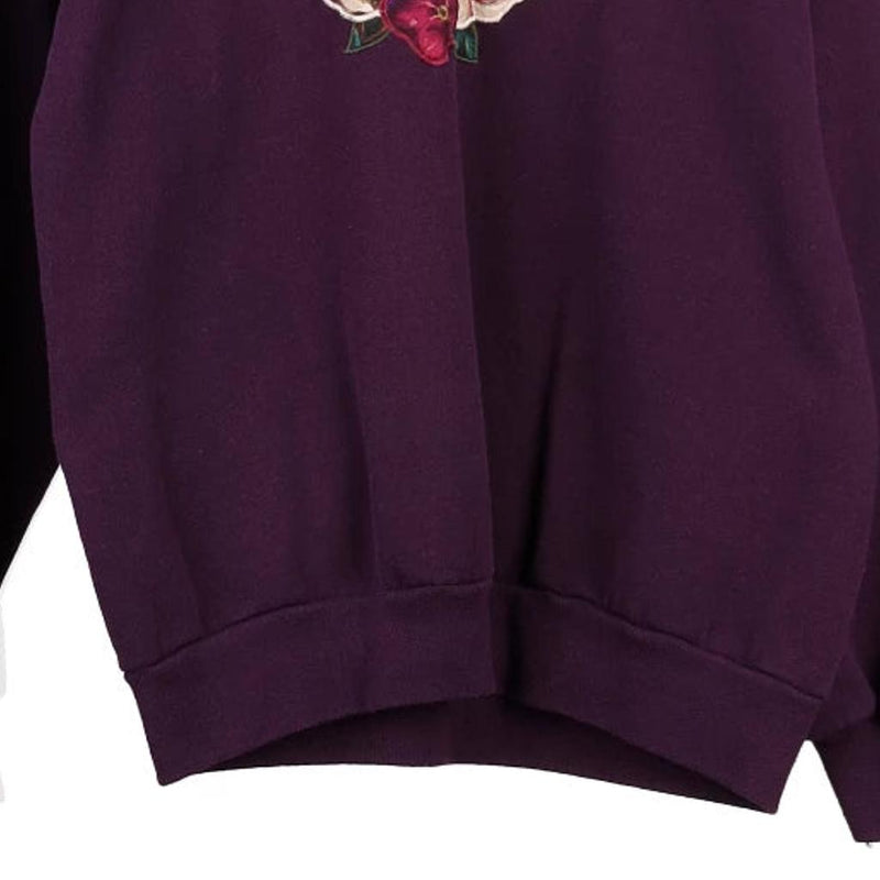 Jerzees Embroidered Sweatshirt - Large Purple Cotton Blend