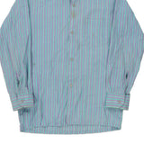 Age 10-11 Elbow Striped Shirt - Medium Blue Cotton