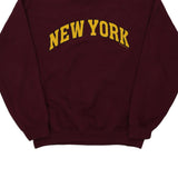 New York Gildan Sweatshirt - Medium Burgundy Cotton Blend