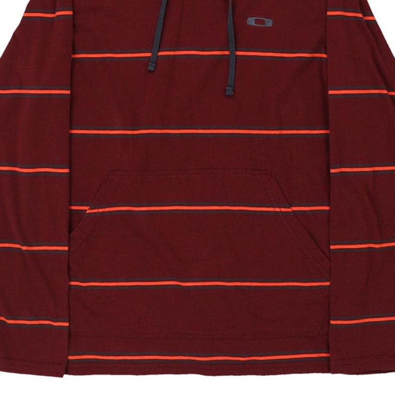 Oakley Striped Hoodie - Medium Burgundy Cotton