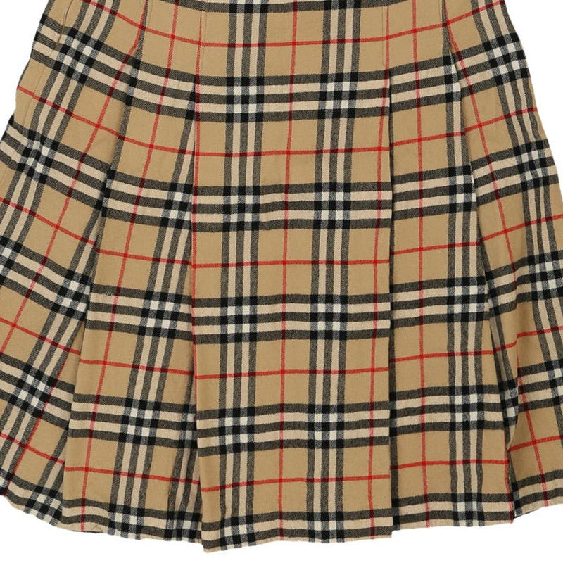 Burberry Checked Skirt - 30W UK 10 Beige Wool Blend